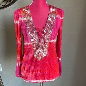XS Tie Dye Embellished INC Beach Top
